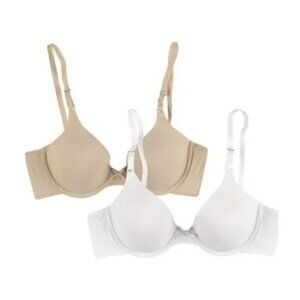 Maidenform Self Expressions Womens 38DD 2 Pack T-Shirt Bra 5701 Latte/White 336